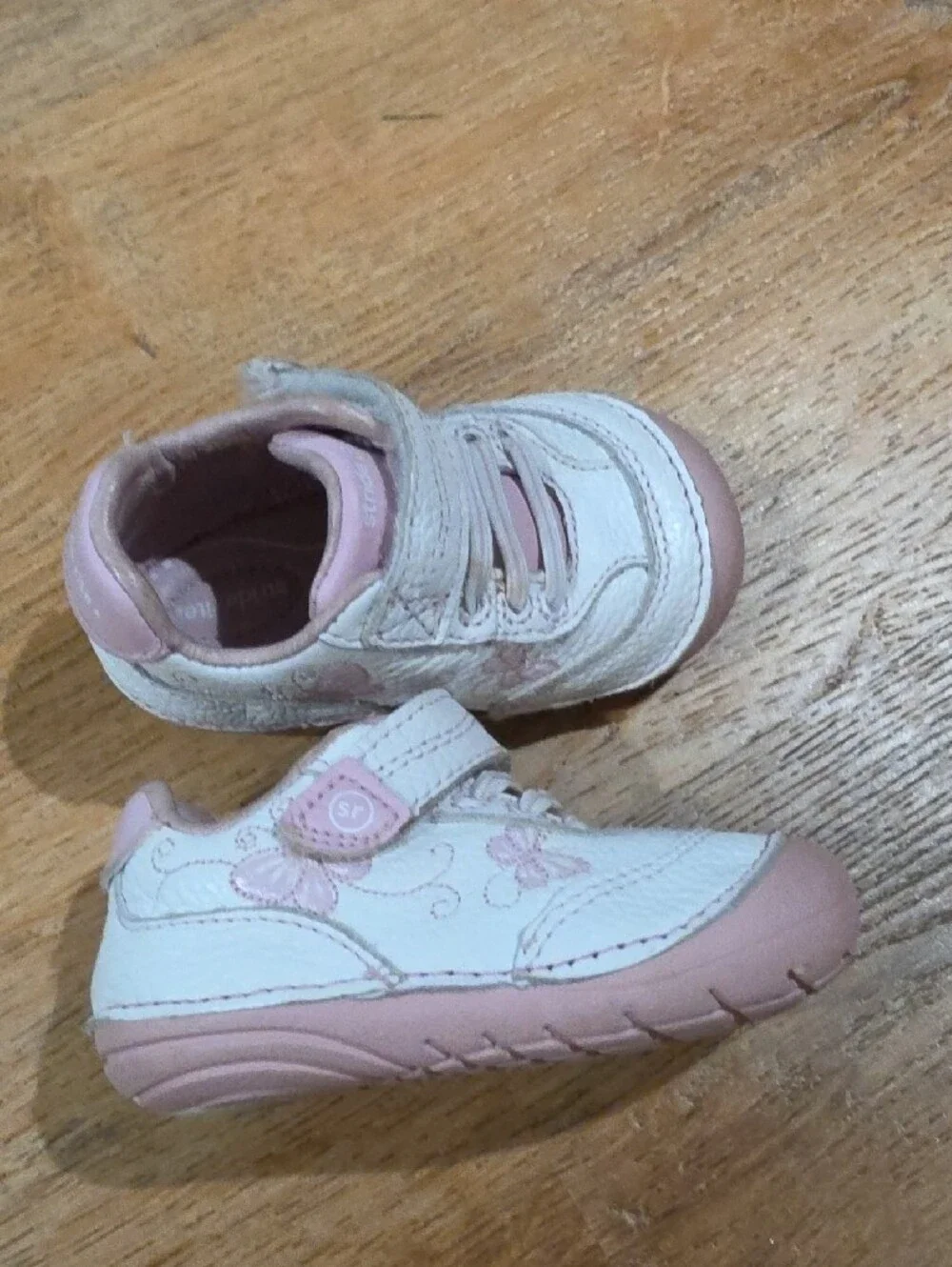 Stride Rite White and Pink Baby Walker Sneakers